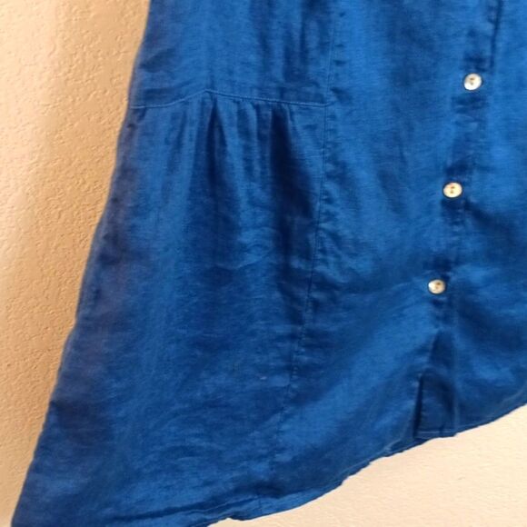 J. Jill Women 100% Linen Blue Sleeveless Button Down Tunic Top Sz 1X Resortwear - Picture 6 of 9